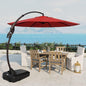 11ft Offset Cantilever Umbrella with Base, Large Round Aluminum Outdoor Hanging Patio Umbrella, Champagne Shade for Patio, Garden & Backyard