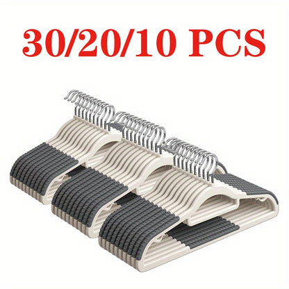 Heavy-Duty Plastic Anti-Slip Clothes Hangers with 360° Rotating Hooks - Space-Saving Wardrobe Hangers with Non-Slip Shoulder Strips, Wet/Dry Use for Bedrooms, Bathrooms, Dorms, Outdoor - Durable Plastic Construction