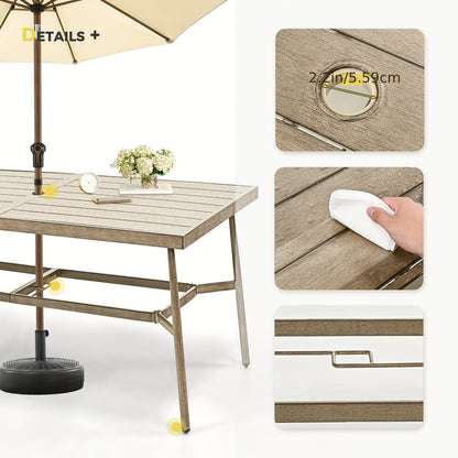 9‑Piece Aluminum Outdoor Dining Set, Square Table with Umbrella Hole & 8 Cushioned Chairs, Weather‑Resistant Patio Furniture for Garden, Porch & Backyard