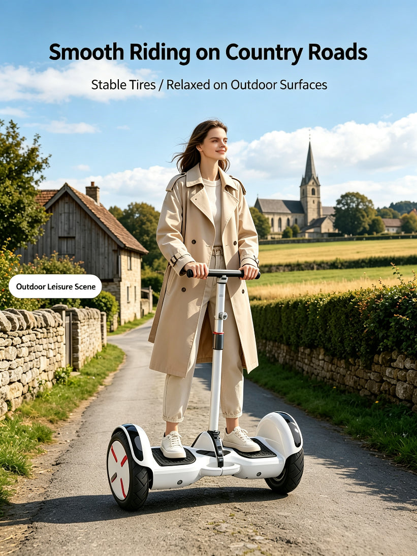 Portable Self‑Balancing Hoverboard with Adjustable Height Handlebar, IP54 Splash Proof & Night LED Lights for Family Outdoor Use