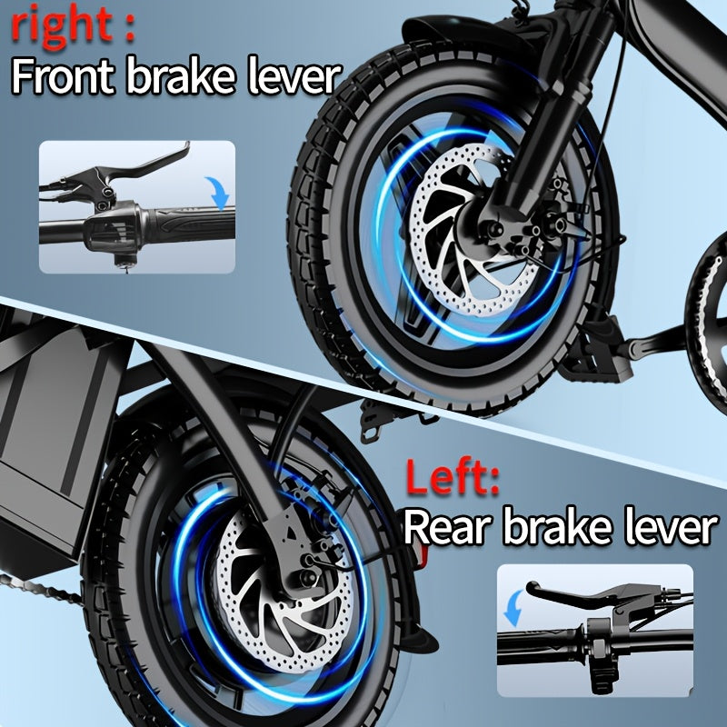 14 Inch Foldable Electric Bike for Adults, 330 Lbs Load Capacity, 19MPH Max Speed, 48V Lithium Battery, 18‑28 Miles Range, Portable Folding Ebike for Urban Commuting & Outdoor Cycling