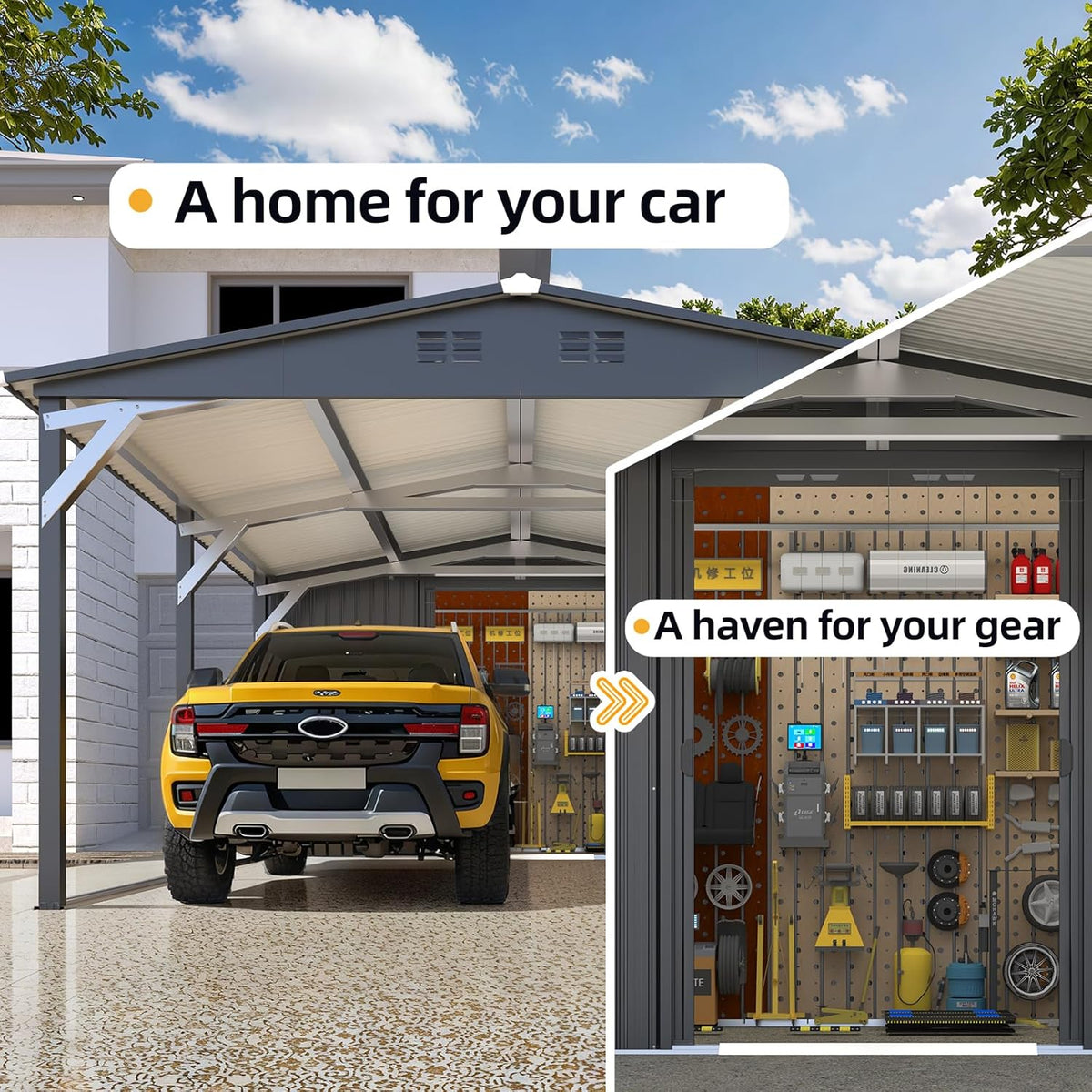 12' x 22' Galvanized Steel Gazebo, Multi‑Purpose Outdoor Carport Canopy, Heavy‑Duty Shelter for Patio, Lawn & Garden