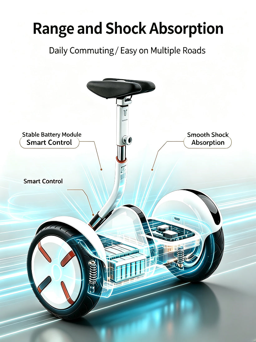 Portable Self‑Balancing Hoverboard with Adjustable Height Handlebar, IP54 Splash Proof & Night LED Lights for Family Outdoor Use