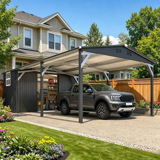 12' x 22' Galvanized Steel Gazebo, Multi‑Purpose Outdoor Carport Canopy, Heavy‑Duty Shelter for Patio, Lawn & Garden