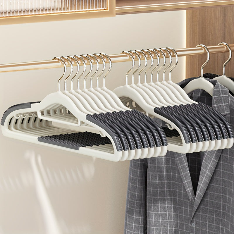 Heavy-Duty Plastic Anti-Slip Clothes Hangers with 360° Rotating Hooks - Space-Saving Wardrobe Hangers with Non-Slip Shoulder Strips, Wet/Dry Use for Bedrooms, Bathrooms, Dorms, Outdoor - Durable Plastic Construction