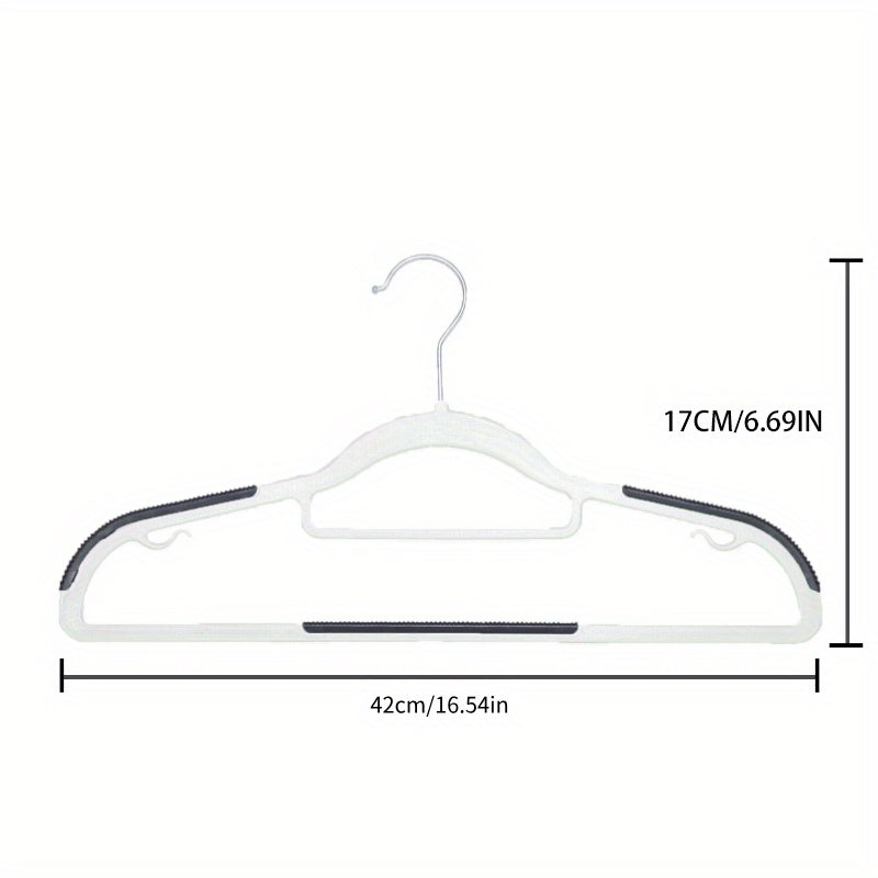 Heavy-Duty Plastic Anti-Slip Clothes Hangers with 360° Rotating Hooks - Space-Saving Wardrobe Hangers with Non-Slip Shoulder Strips, Wet/Dry Use for Bedrooms, Bathrooms, Dorms, Outdoor - Durable Plastic Construction