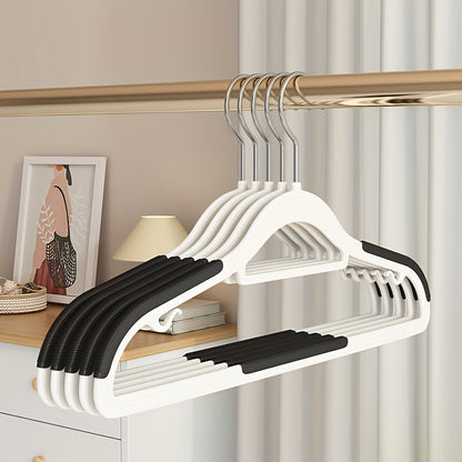 Heavy-Duty Plastic Anti-Slip Clothes Hangers with 360° Rotating Hooks - Space-Saving Wardrobe Hangers with Non-Slip Shoulder Strips, Wet/Dry Use for Bedrooms, Bathrooms, Dorms, Outdoor - Durable Plastic Construction