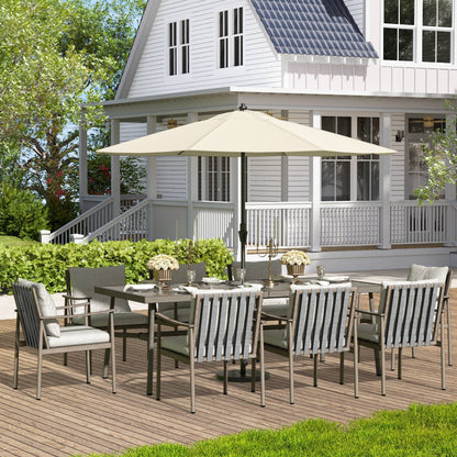 9‑Piece Aluminum Outdoor Dining Set, Square Table with Umbrella Hole & 8 Cushioned Chairs, Weather‑Resistant Patio Furniture for Garden, Porch & Backyard