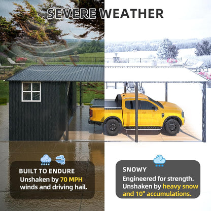 12' x 22' Galvanized Steel Gazebo, Multi‑Purpose Outdoor Carport Canopy, Heavy‑Duty Shelter for Patio, Lawn & Garden