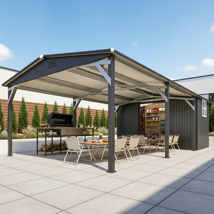 12' x 22' Galvanized Steel Gazebo, Multi‑Purpose Outdoor Carport Canopy, Heavy‑Duty Shelter for Patio, Lawn & Garden