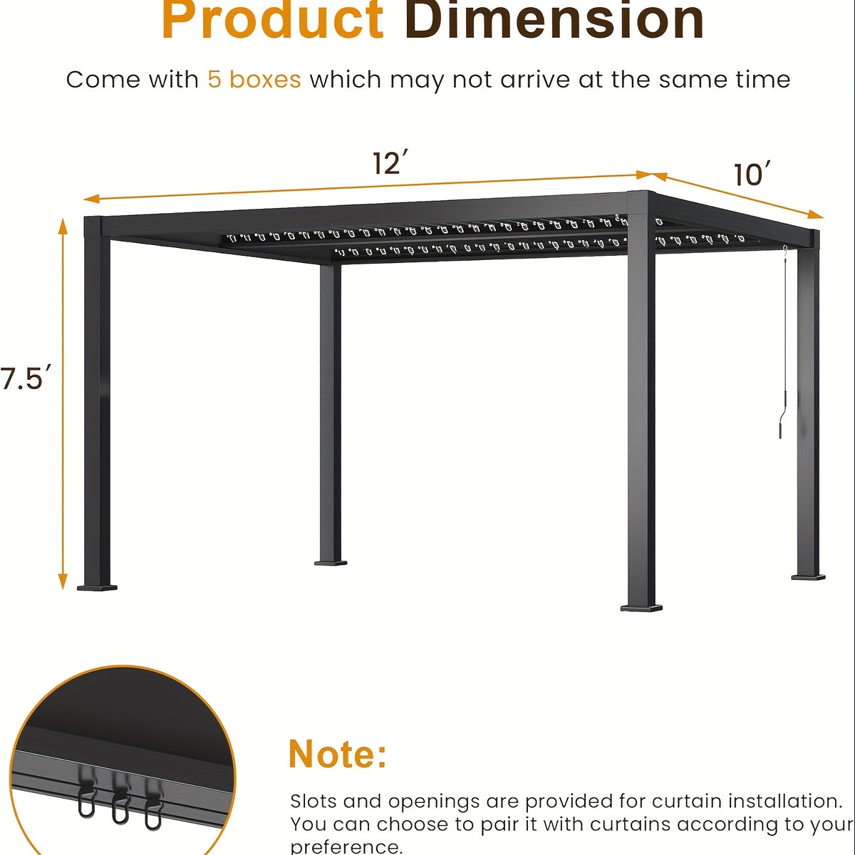 10'x12'/12'x20' Adjustable Louvered Pergola, Heavy‑Duty Aluminum Hardtop Pergola with Adjustable Roof, Dark Gray Metal Outdoor Shelter for Patio, Deck, Garden & Yard