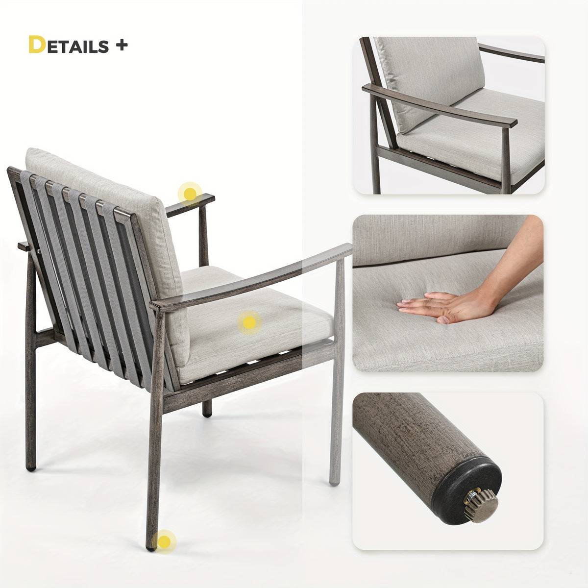 9‑Piece Aluminum Outdoor Dining Set, Square Table with Umbrella Hole & 8 Cushioned Chairs, Weather‑Resistant Patio Furniture for Garden, Porch & Backyard
