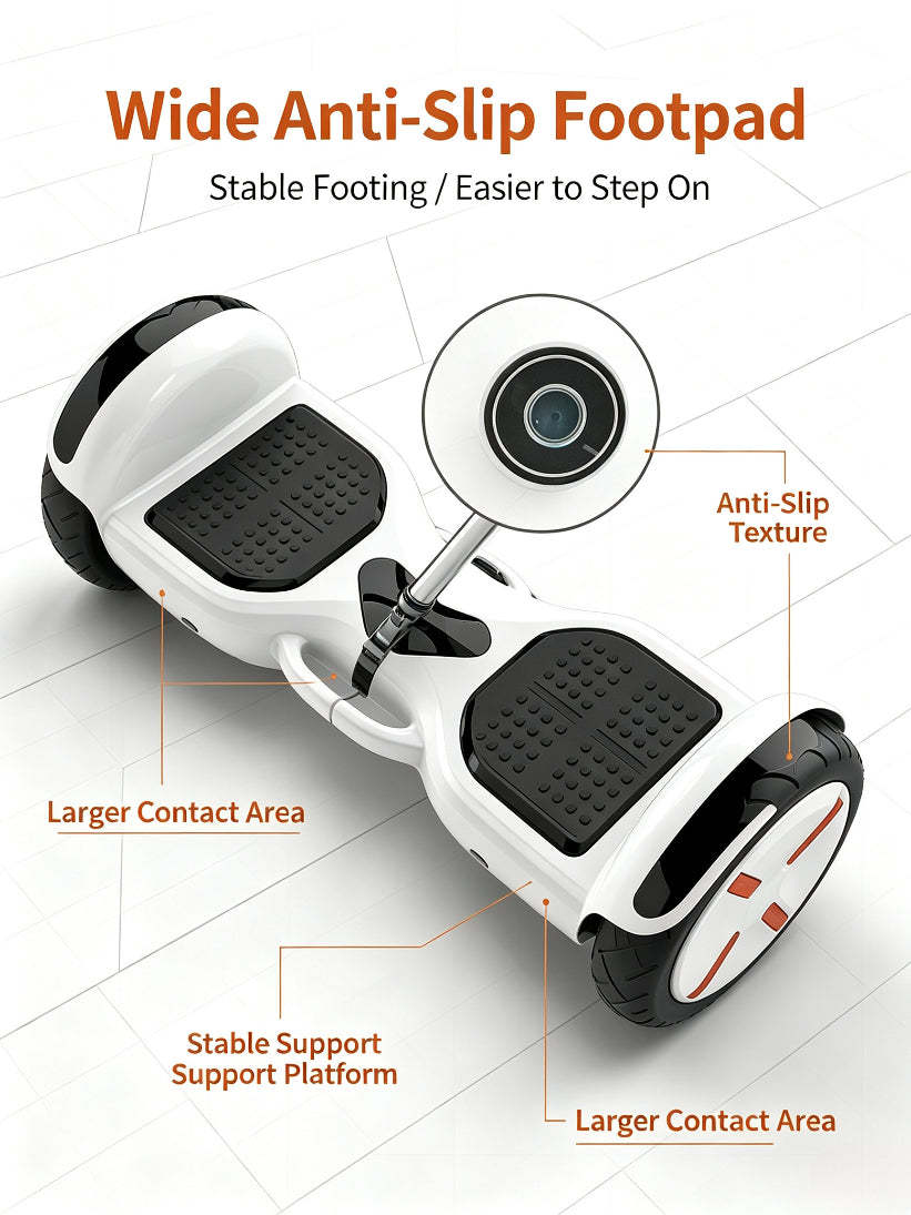 Portable Self‑Balancing Hoverboard with Adjustable Height Handlebar, IP54 Splash Proof & Night LED Lights for Family Outdoor Use