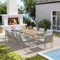 9‑Piece Aluminum Outdoor Dining Set, Square Table with Umbrella Hole & 8 Cushioned Chairs, Weather‑Resistant Patio Furniture for Garden, Porch & Backyard