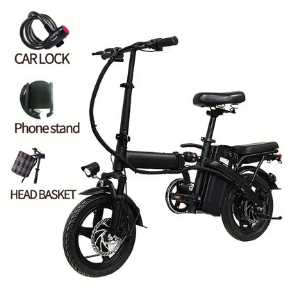 14 Inch Foldable Electric Bike for Adults, 330 Lbs Load Capacity, 19MPH Max Speed, 48V Lithium Battery, 18‑28 Miles Range, Portable Folding Ebike for Urban Commuting & Outdoor Cycling