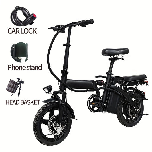 14 Inch Foldable Electric Bike for Adults, 330 Lbs Load Capacity, 19MPH Max Speed, 48V Lithium Battery, 18‑28 Miles Range, Portable Folding Ebike for Urban Commuting & Outdoor Cycling