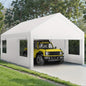 Sturdy Portable Carport Garage Gazebo, All‑Season Tarp Car Canopy with Roll‑Up Ventilated Windows, Detachable Sidewalls & Doors for Cars, Trucks and Boats