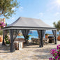 12'x20' Pop‑Up Canopy Tent Gazebo, 210D PU Silver‑Coated Sunshade with 6 Zippered Mesh Mosquito Nets, Sandbags & Storage Bag, 3‑Level Adjustable Height for Patio, Courtyard, Parties & Picnics