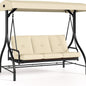 3 Person Patio Porch Swing Outdoor Converting Swing Glider Hammock with Adjustable Canopy, Cushions for Outside Backyard, Garden