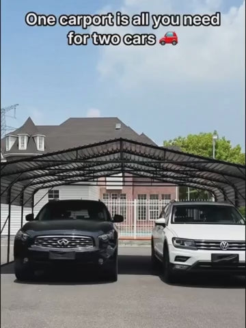 20X20 FT Oversized Galvanized Metal Carport, Heavy Duty Outdoor Car Garage Shelter with Enhanced Base, Waterproof Shade Canopy for Cars, Boats and Tractors, Gray